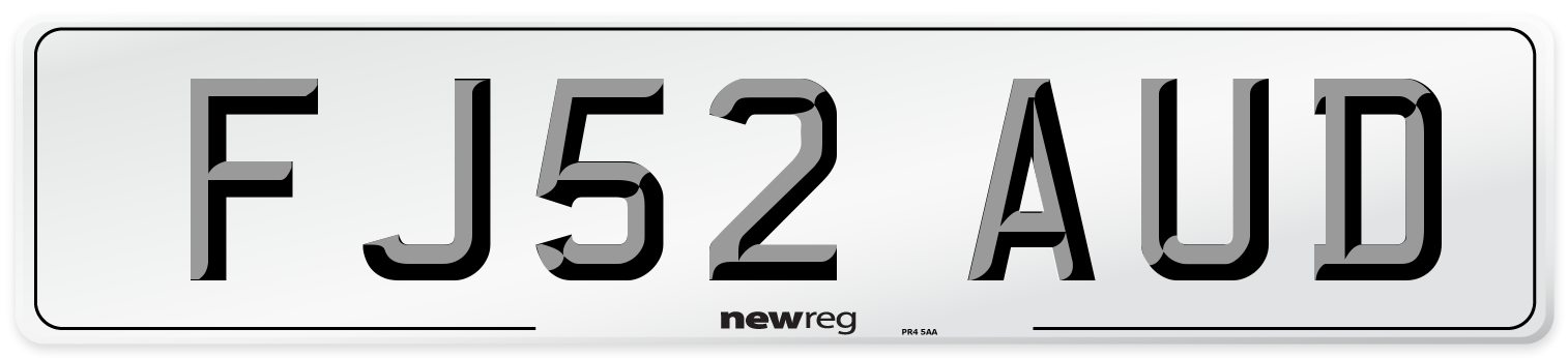 FJ52 AUD Number Plate from New Reg